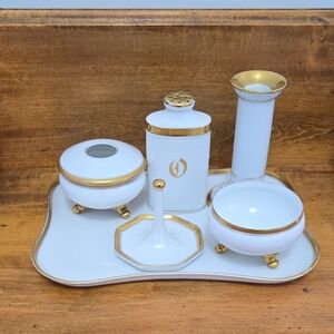 Vintage/Antique Gold Trim Vanity Set